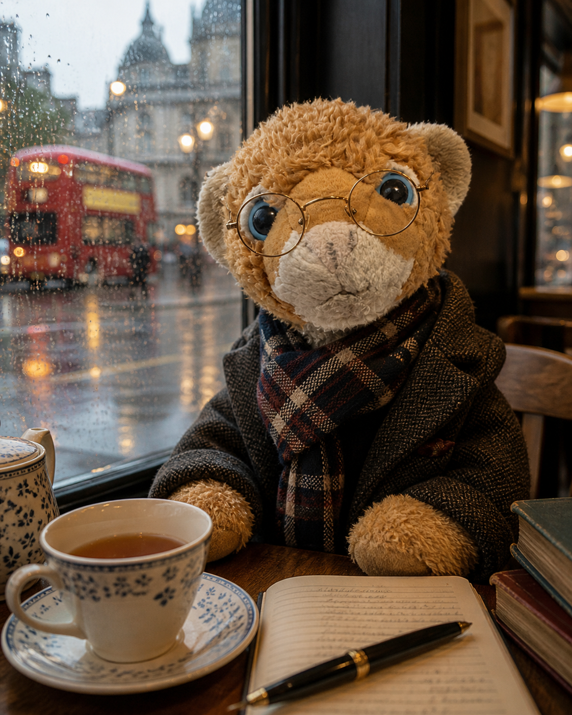 Prof. Huzai in a London café